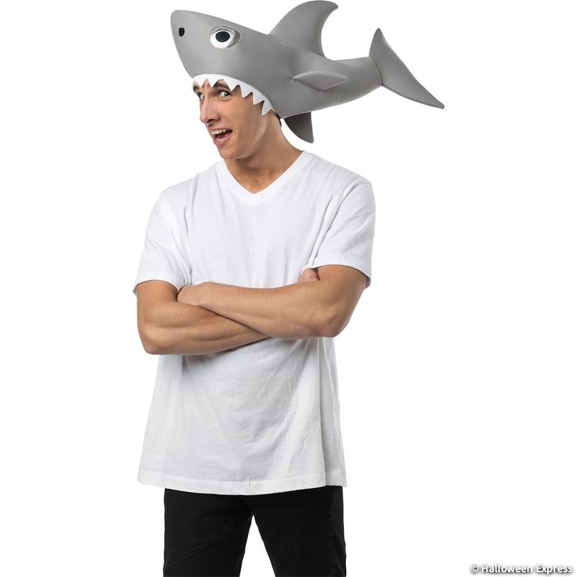 Adults Gray Man-Eating Shark Hat | Halloween Express display picture 1