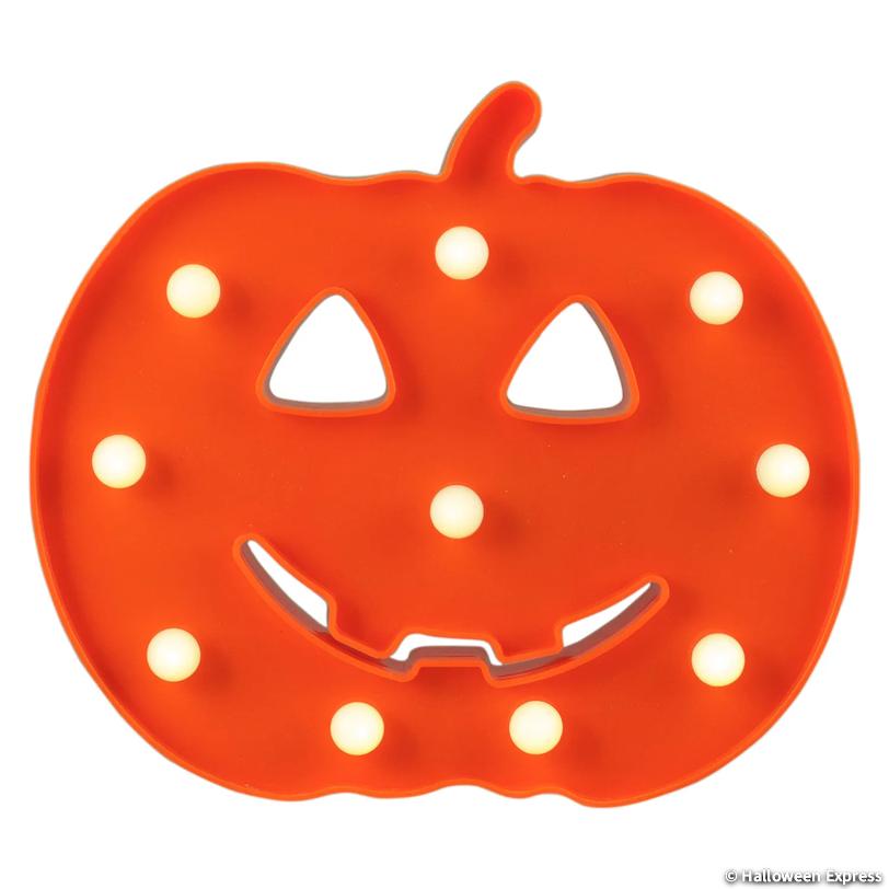 8.5" LED Lighted Orange Jack-O-Lantern Halloween Marquee Sign ...