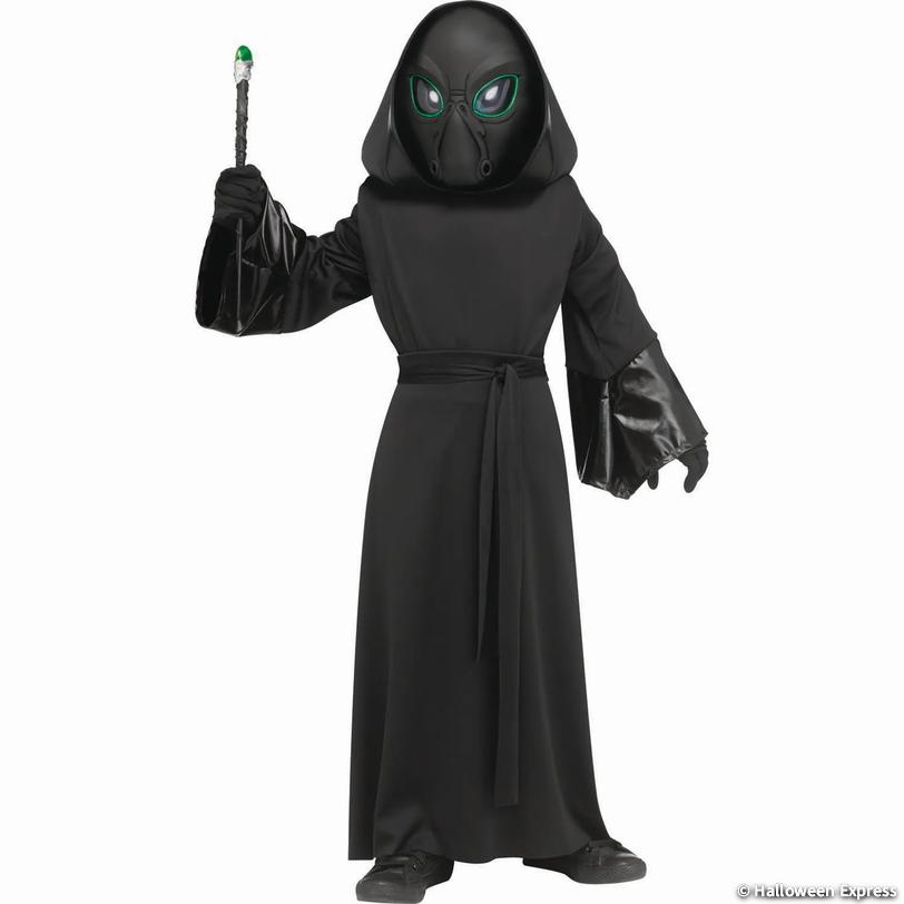 Kids Black Polyester Robe with Electro-Luminescent Mask Alien Costume ...