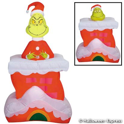 The Grinch Pop-Up Grinch in Chimney Lit Inflatable, Red