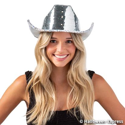 Sequined Mirrored Cowboy Hat - Sparkly Disco Cowgirl Costume Hat Adults Custom Cowgirl Hat, Disco Ball Decor, Cowboy Hat, Mirror  main image 2