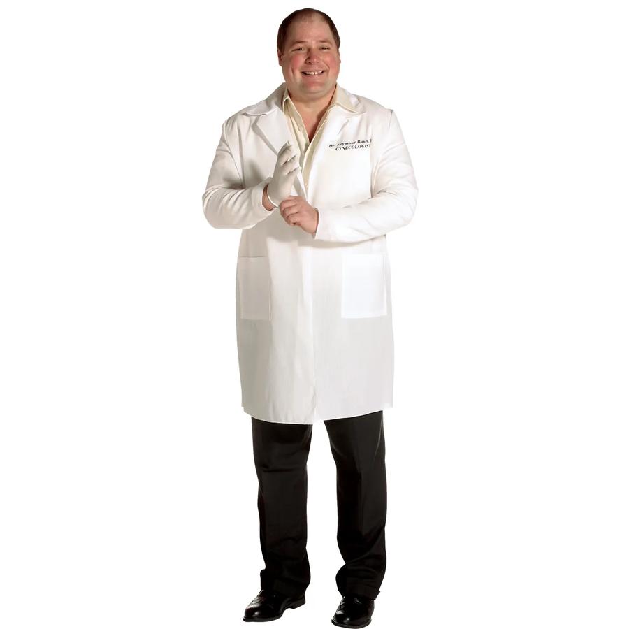 Mens Plus Size Dr. Seymour Bush Lab Coat | Halloween Express
