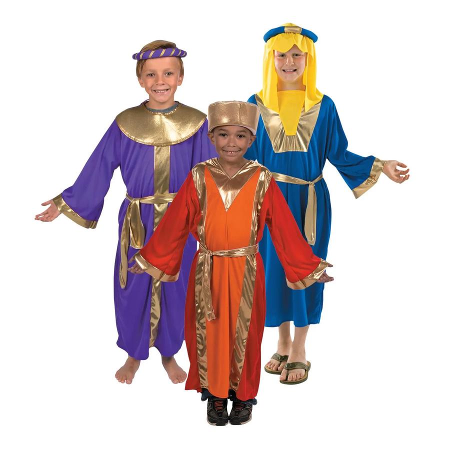 King Costume – Blauer Samt-Umhang & Krone – Krippenspiel Kostüm Für Kinder 10–12 Jahre (Größe 150 Cm)